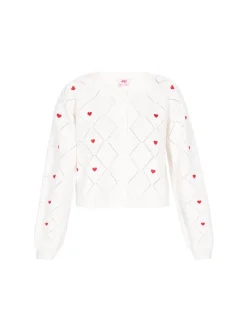 MyMo Damen Strickjacke in weiß - Ausschnitt: Rundhals