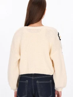 MyMo Damen Strickjacke in weiß