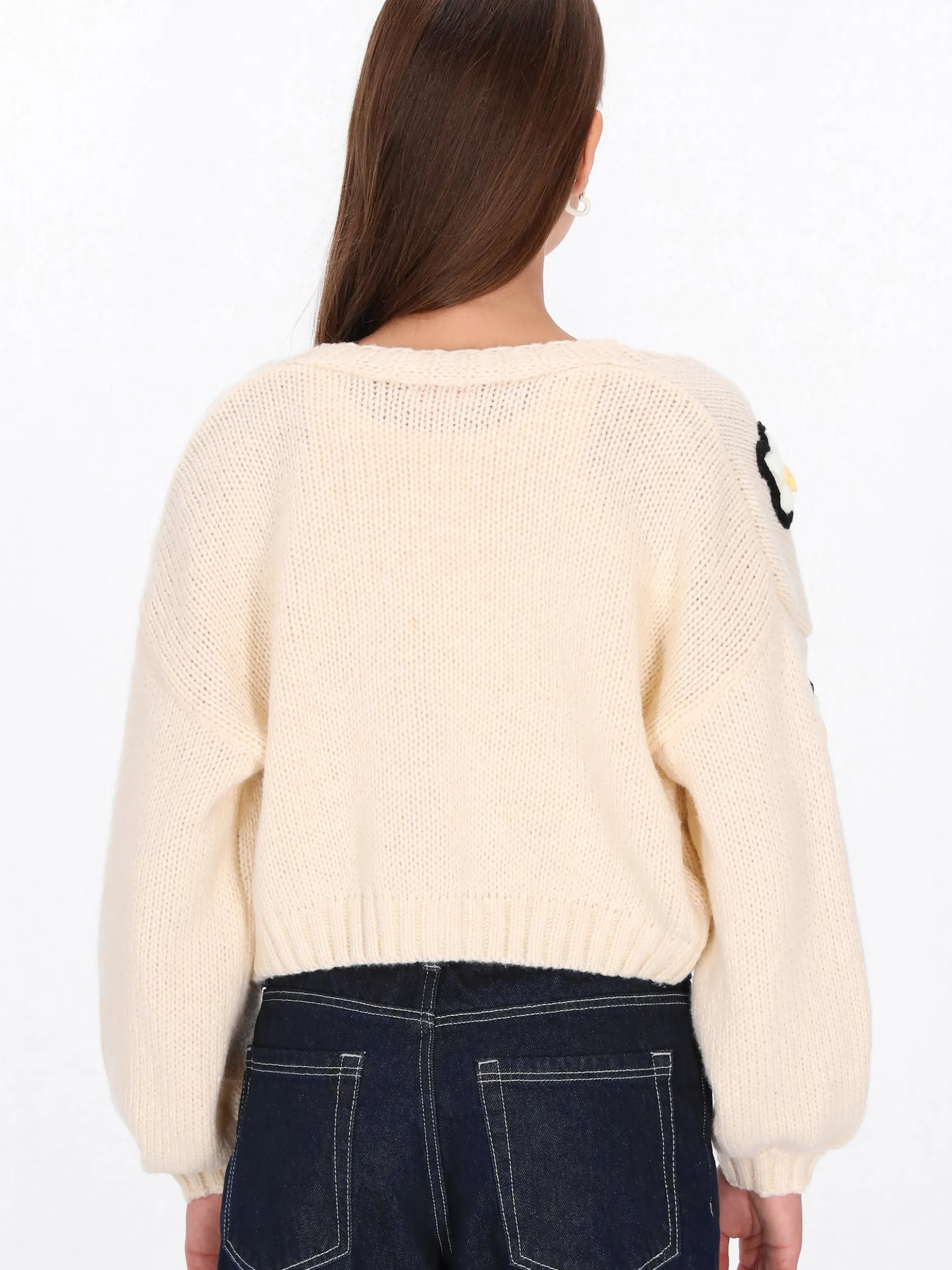MyMo Damen Strickjacke in weiß