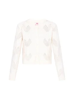 MyMo Damen Strickjacke in weiß - Ausschnitt: Rundhals
