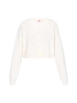 MyMo Damen Strickjacke in weiß - Ausschnitt: Rundhals
