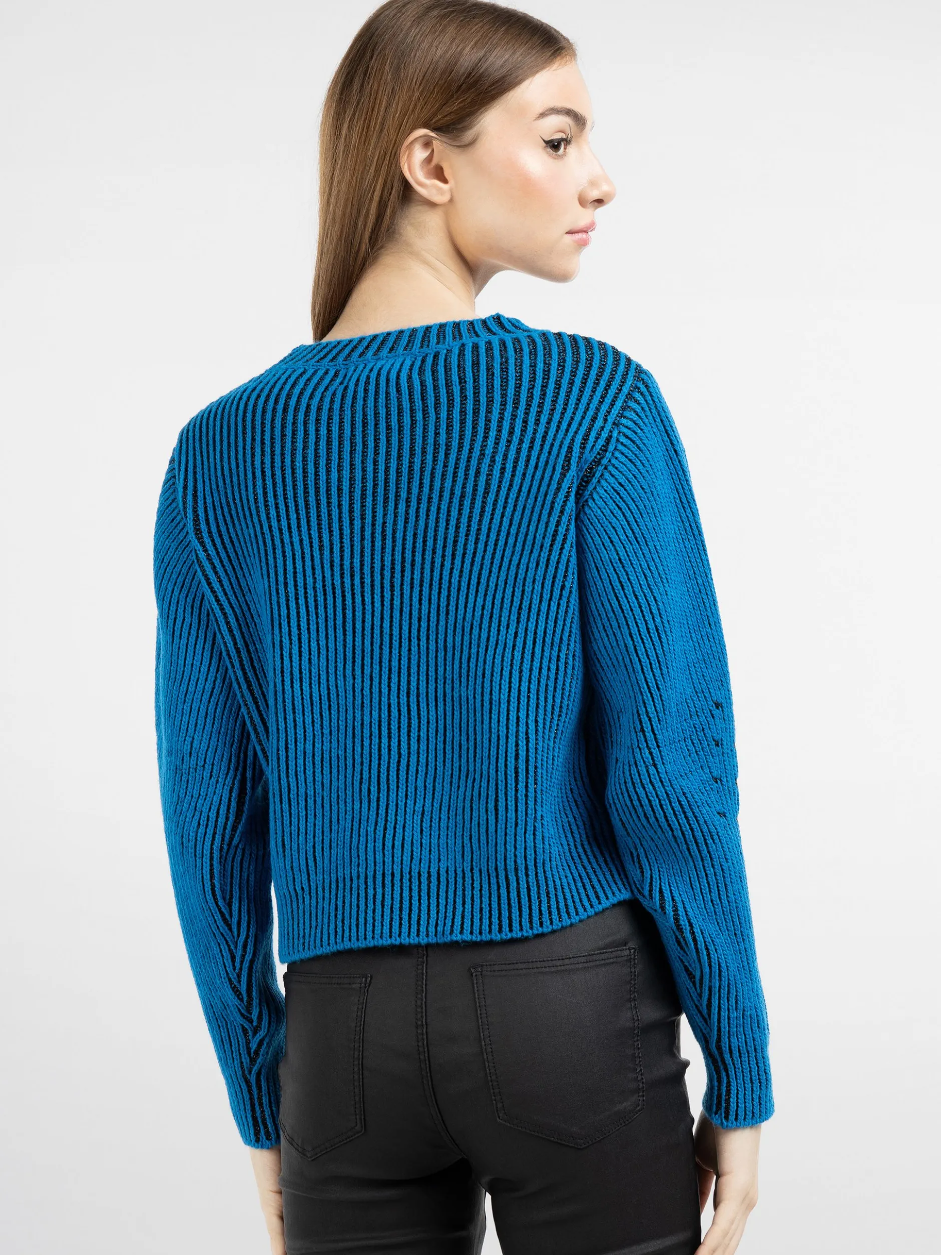 MyMo Damen Strickpullover in blau - Ausschnitt: Rundhals