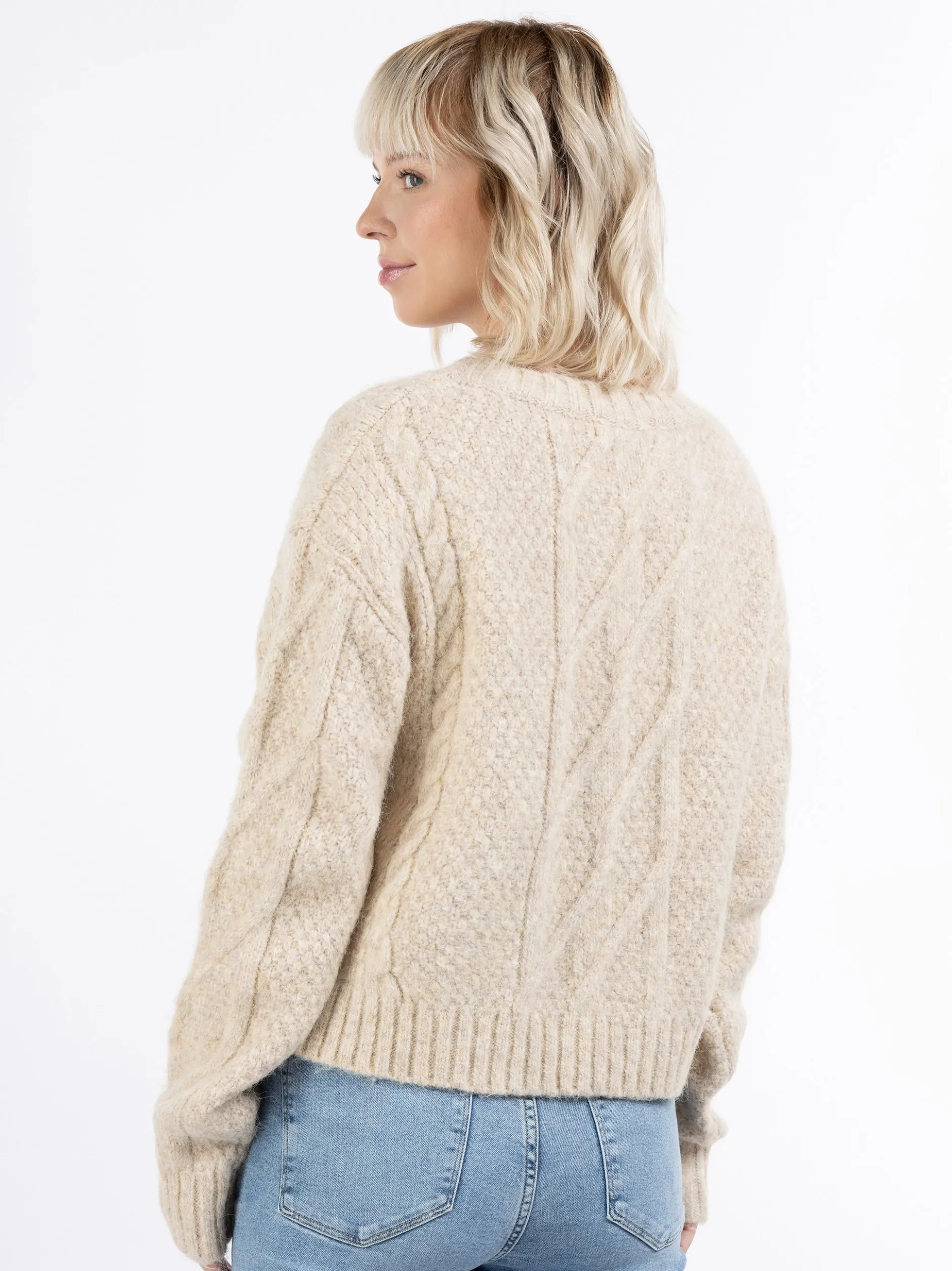 MyMo Damen Strickpullover in beige
