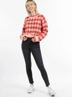 MyMo Damen Strickpullover in rot - Ausschnitt: Rundhals