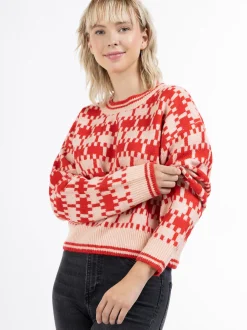 MyMo Damen Strickpullover in rot - Ausschnitt: Rundhals