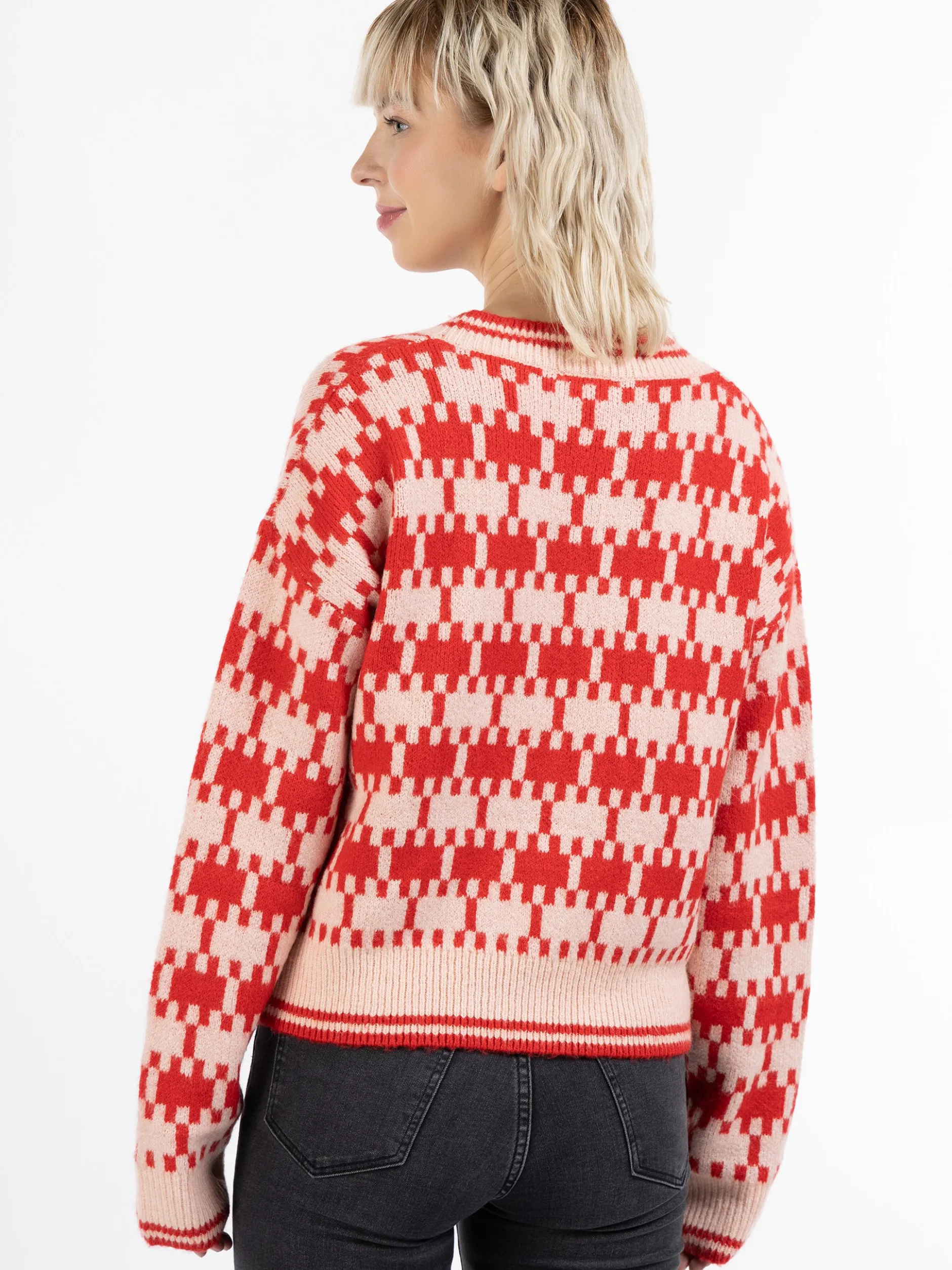 MyMo Damen Strickpullover in rot - Ausschnitt: Rundhals