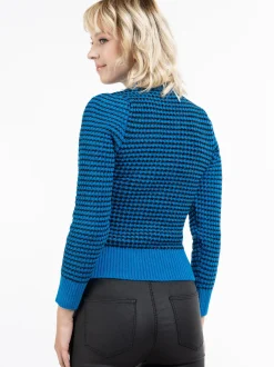 MyMo Damen Strickpullover in blau - Ausschnitt: Rundhals