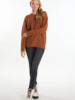 MyMo Damen Strickpullover in braun