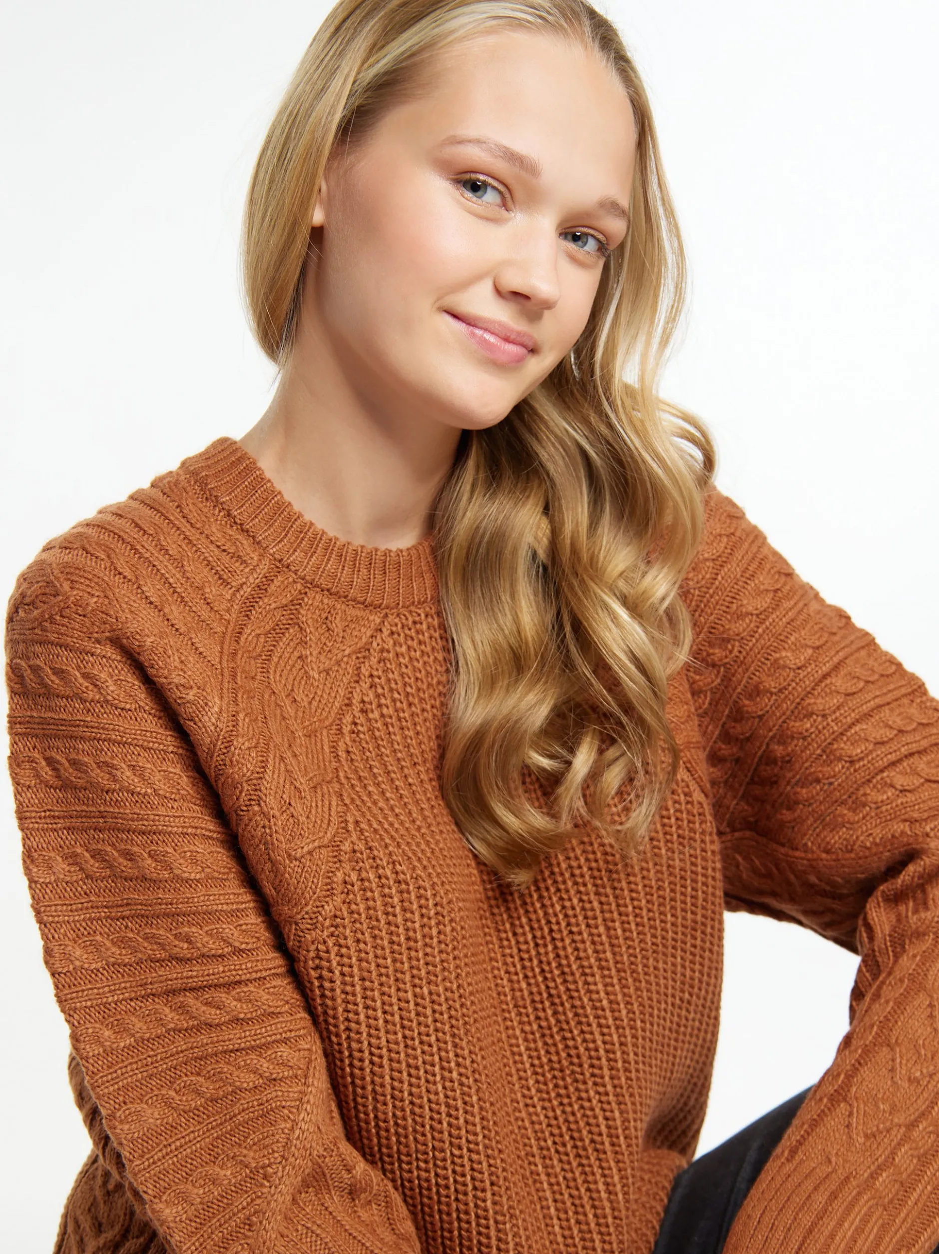 MyMo Damen Strickpullover in braun