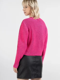 MyMo Damen Strickpullover in pink - Ausschnitt: Rundhals