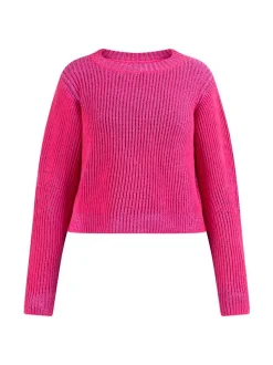 MyMo Damen Strickpullover in pink - Ausschnitt: Rundhals
