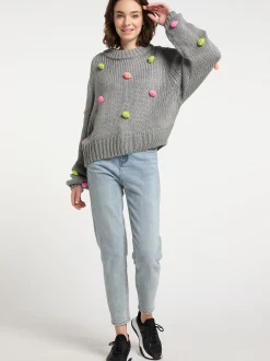 MyMo Damen Strickpullover in mehrfarbig