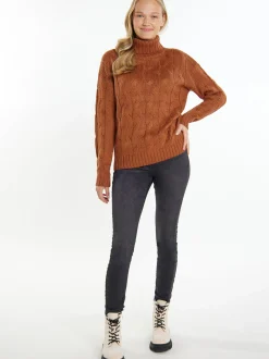 MyMo Damen Strickpullover in braun