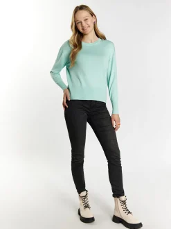MyMo Damen Strickpullover in mint - Ausschnitt: Rundhals