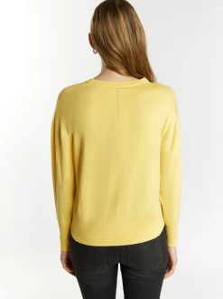 MyMo Damen Strickpullover in gelb - Ausschnitt: Rundhals