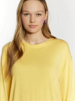 MyMo Damen Strickpullover in gelb - Ausschnitt: Rundhals