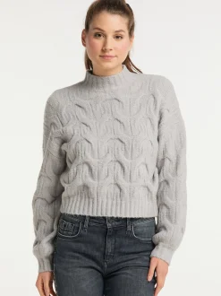 MyMo Damen Strickpullover in hellgrau