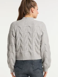 MyMo Damen Strickpullover in hellgrau