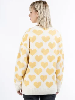 MyMo Damen Strickpullover in gelb - Ausschnitt: Rundhals