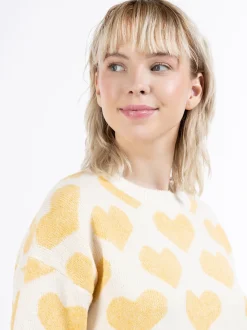 MyMo Damen Strickpullover in gelb - Ausschnitt: Rundhals