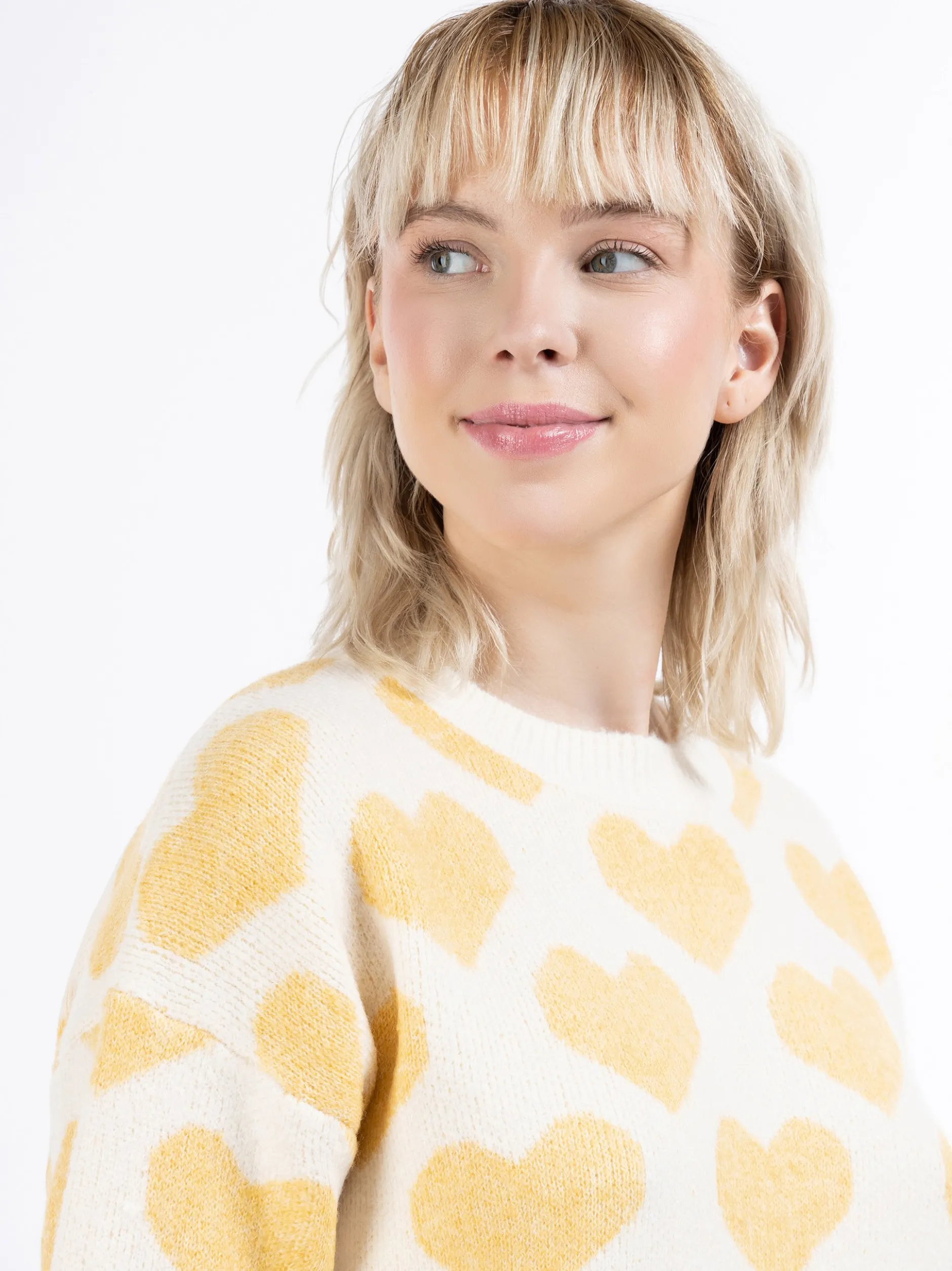MyMo Damen Strickpullover in gelb - Ausschnitt: Rundhals