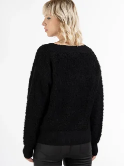 MyMo Damen Strickpullover in schwarz