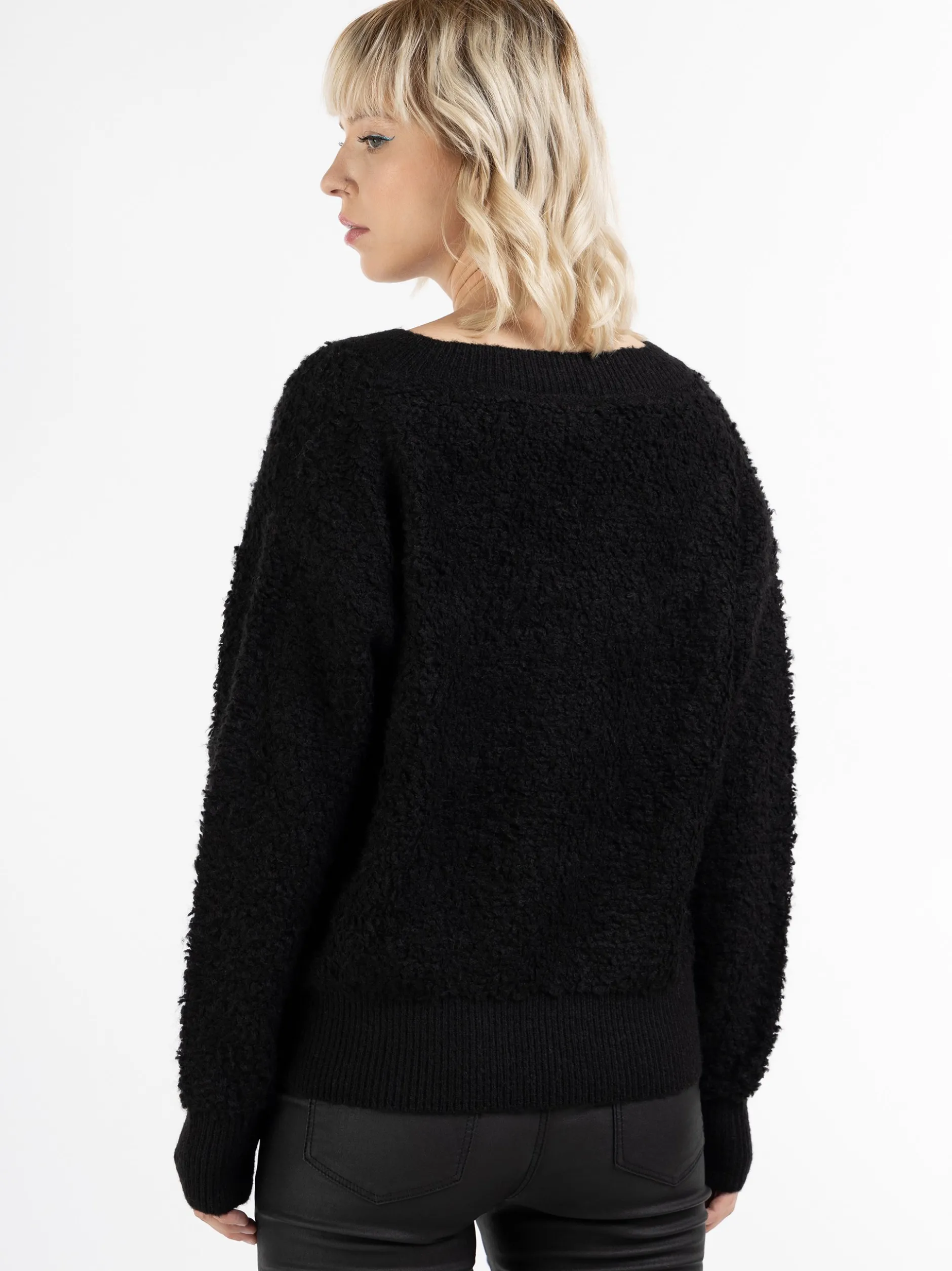 MyMo Damen Strickpullover in schwarz