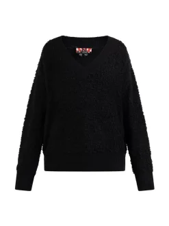 MyMo Damen Strickpullover in schwarz