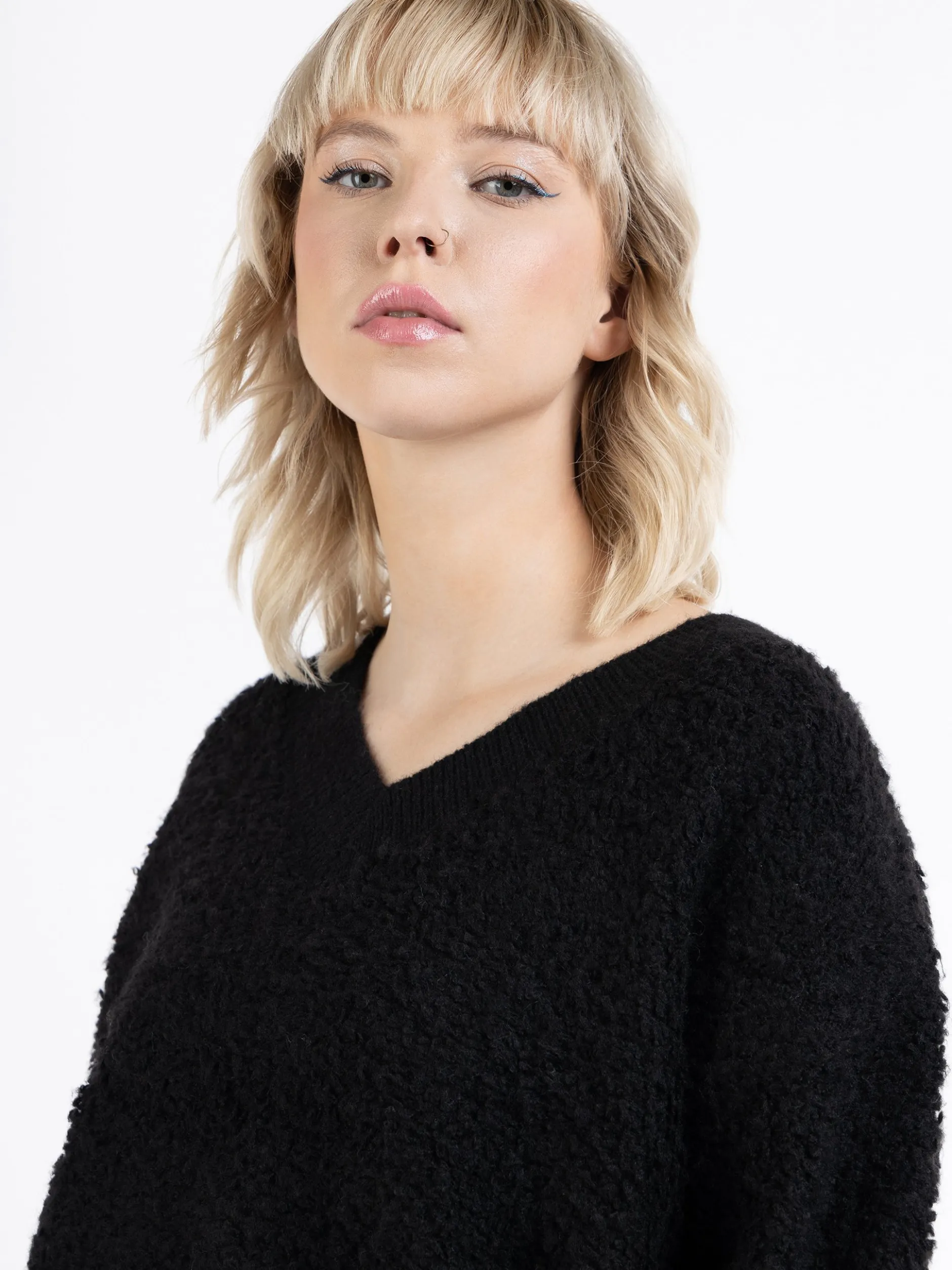 MyMo Damen Strickpullover in schwarz