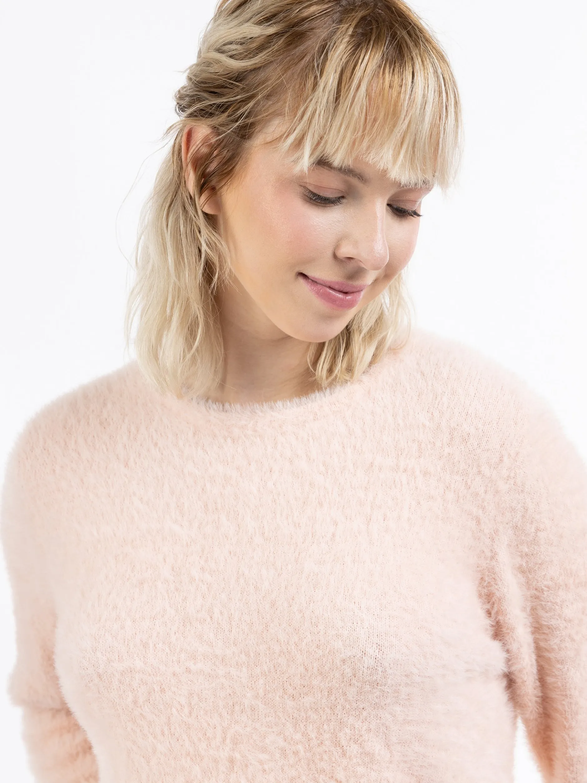 MyMo Damen Strickpullover in rosa - Ausschnitt: Rundhals