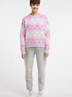 MyMo Damen Strickpullover in flieder