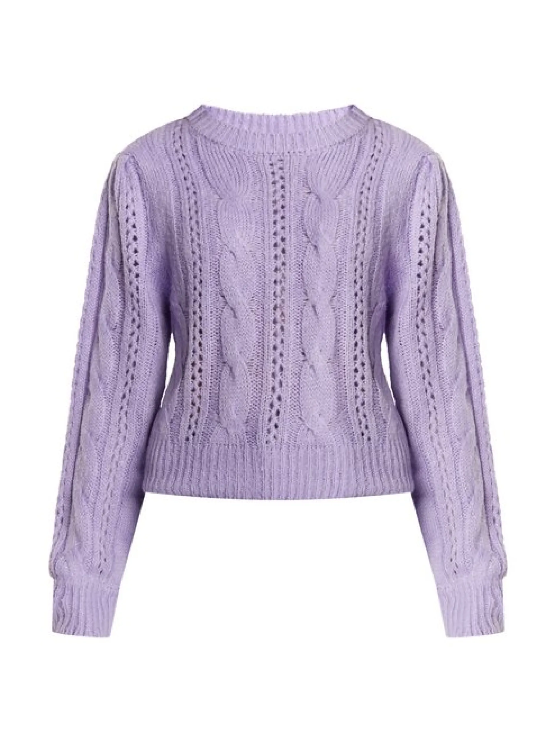 MyMo Damen Strickpullover in lila - Ausschnitt: Rundhals