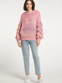 MyMo Damen Strickpullover in rosa - Ausschnitt: Rundhals