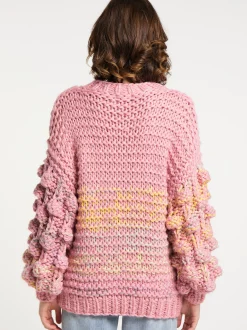 MyMo Damen Strickpullover in rosa - Ausschnitt: Rundhals