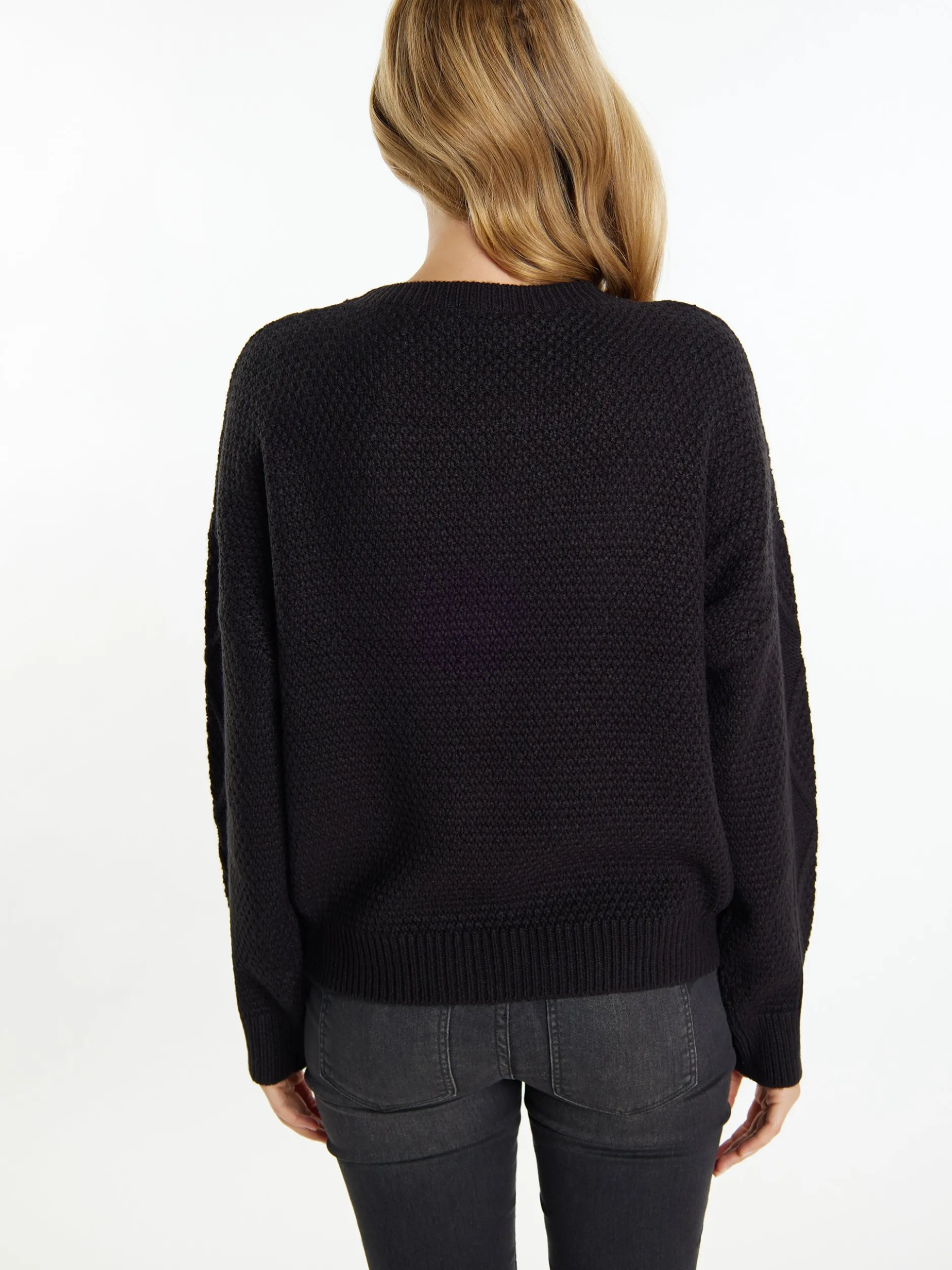MyMo Damen Strickpullover in schwarz