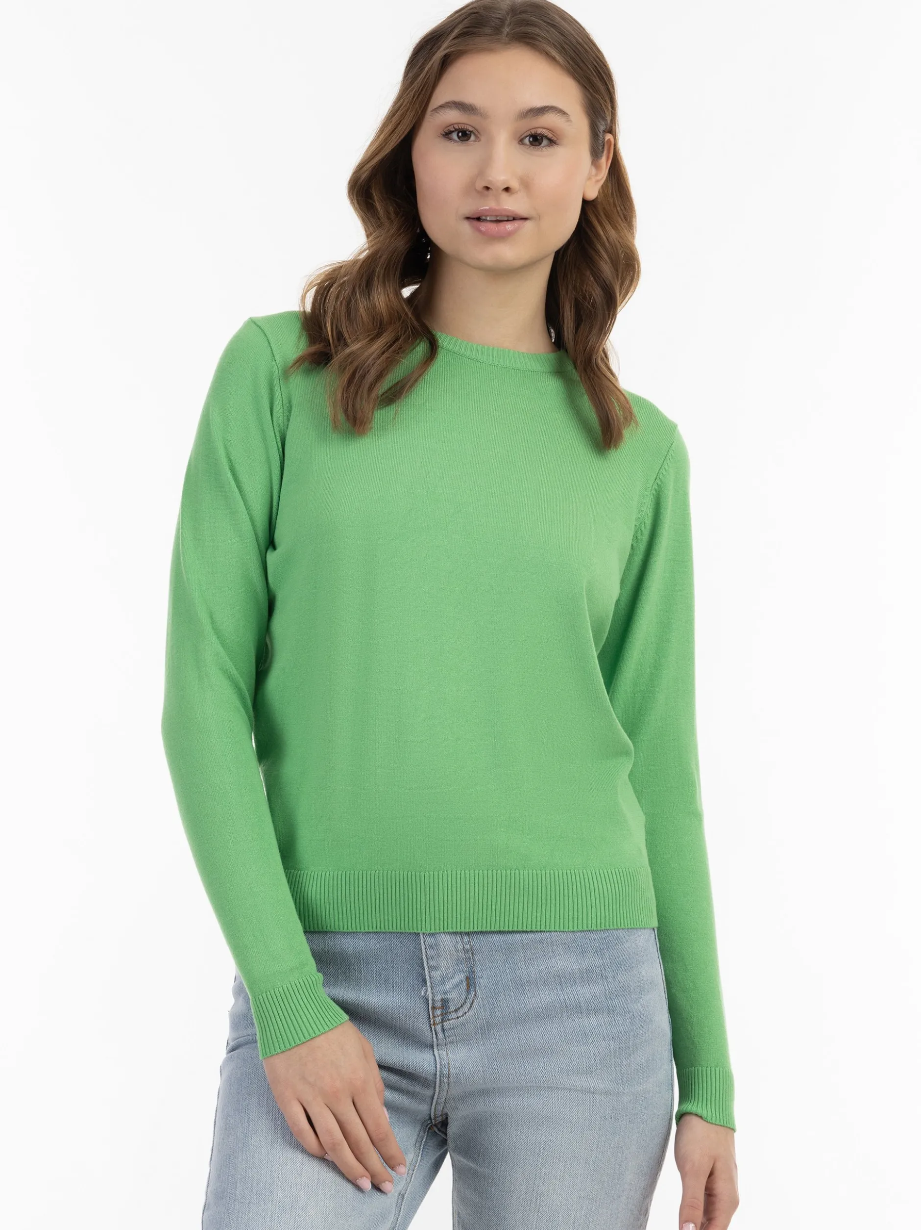 MyMo Damen Strickpullover in grün - Ausschnitt: Rundhals