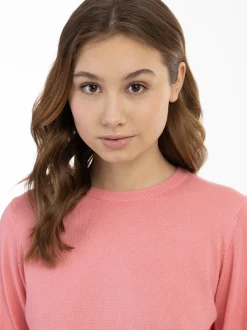 MyMo Damen Strickpullover in pink - Ausschnitt: Rundhals