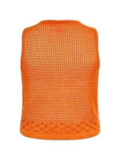 MyMo Damen Stricktop in orange - Ausschnitt: Rundhals