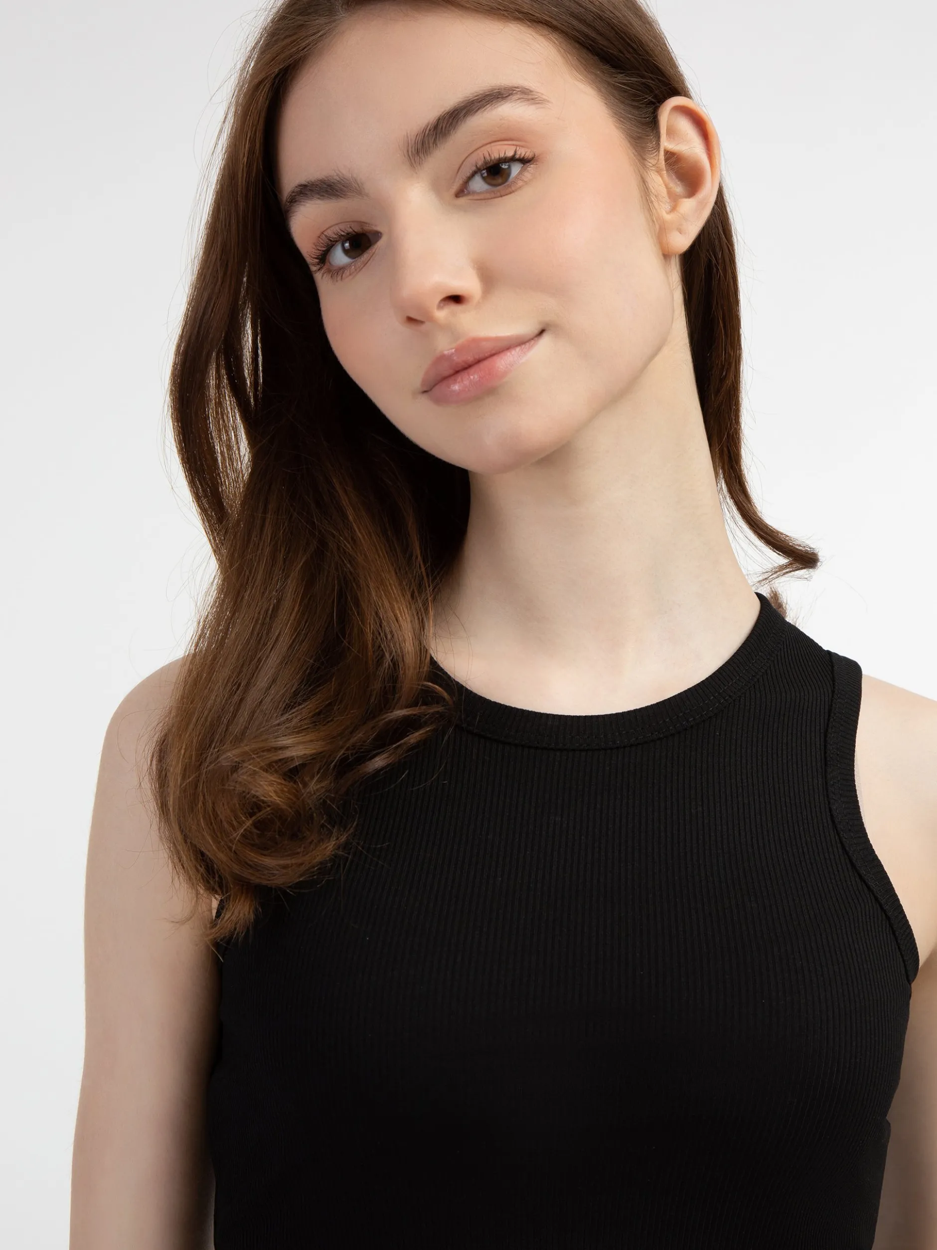 MyMo Damen Tanktop in schwarz - Ausschnitt: Rundhals
