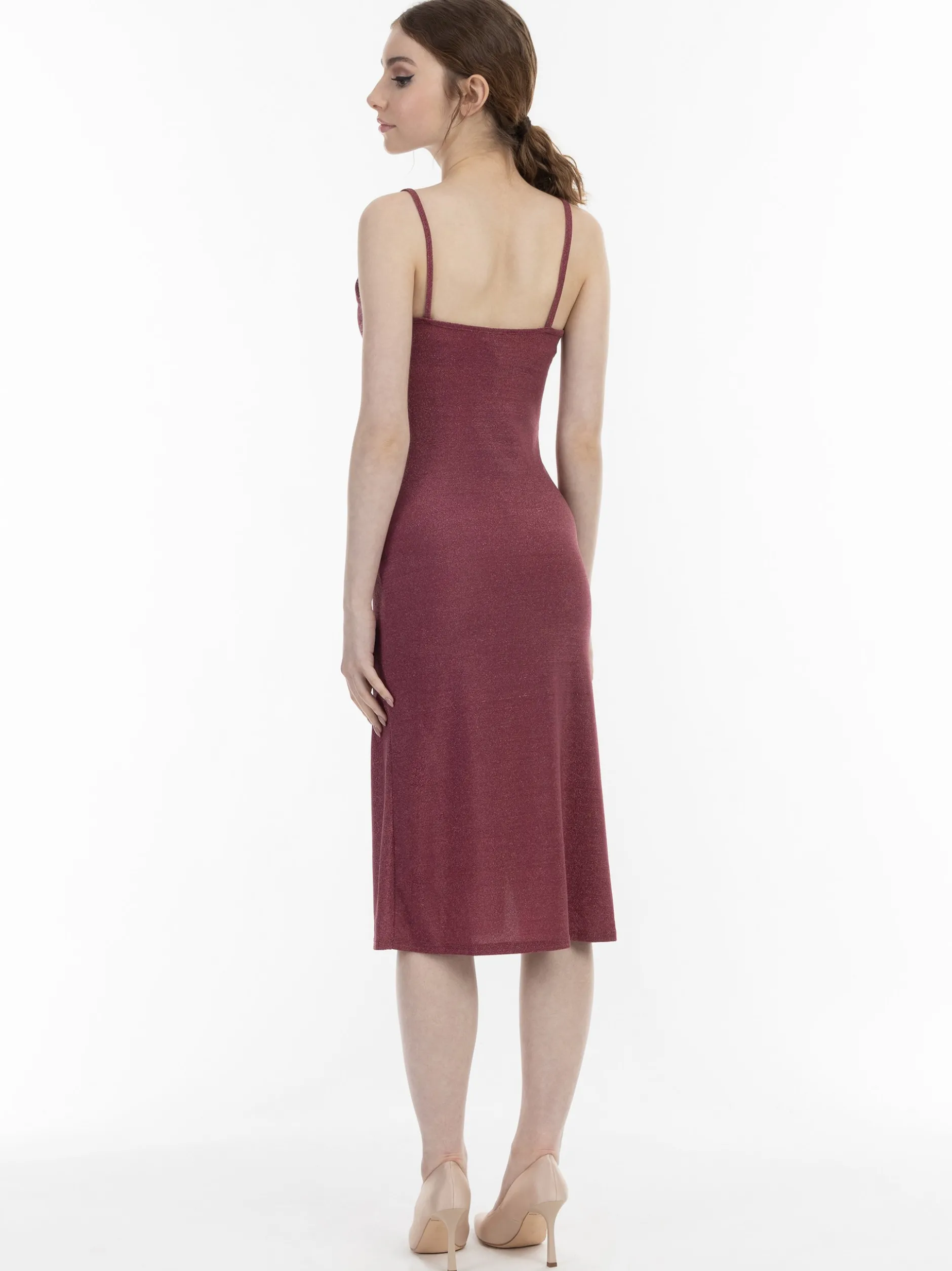 MyMo Damen Trägerkleid midi in pink - Ausschnitt: Karree