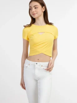 MyMo Damen T-Shirt in gelb - Ausschnitt: Rundhals