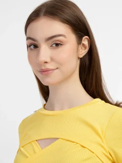 MyMo Damen T-Shirt in gelb - Ausschnitt: Rundhals