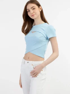 MyMo Damen T-Shirt in hellblau - Ausschnitt: Rundhals