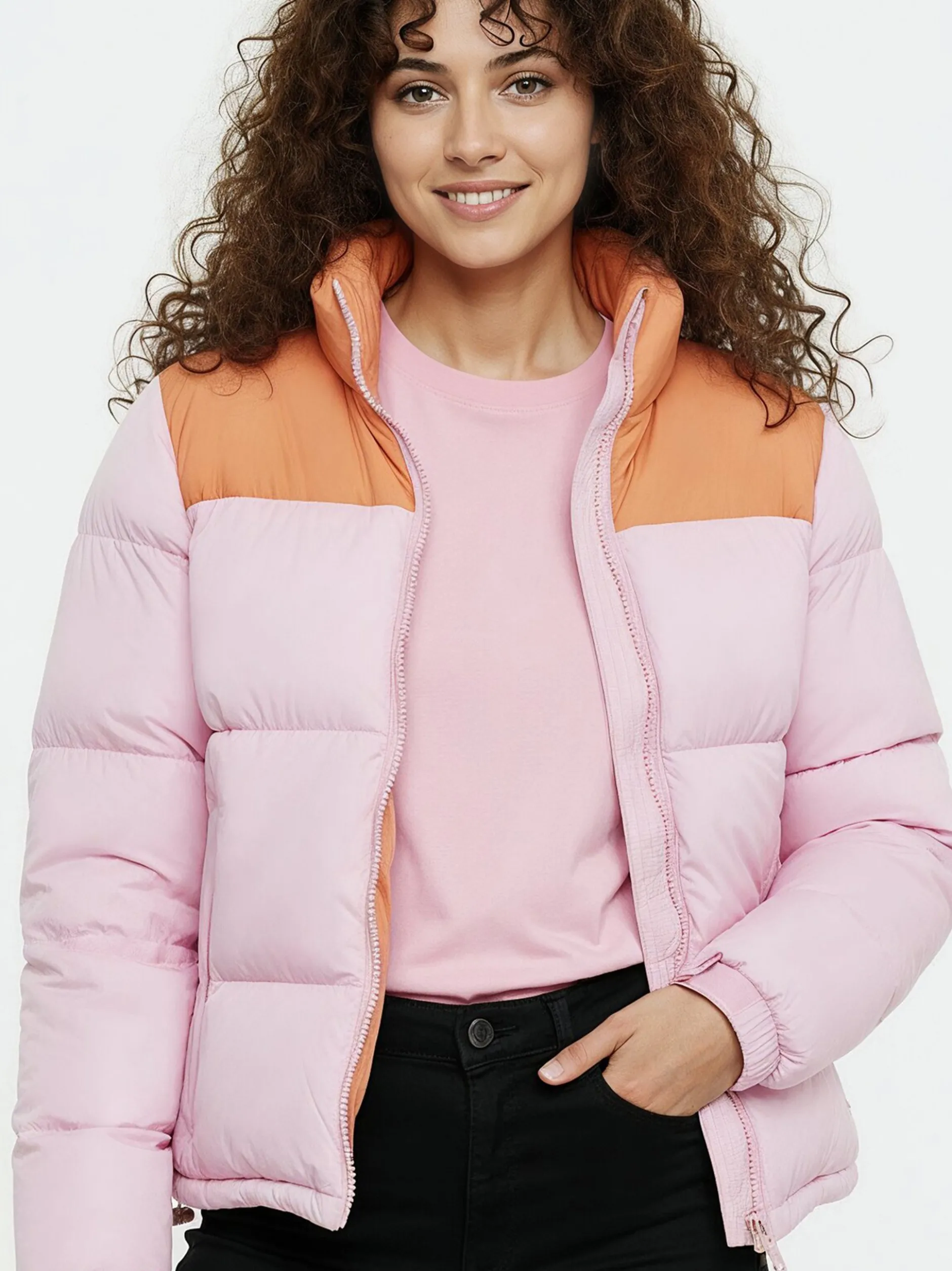 MyMo Damen Wattierte Steppjacke in pink