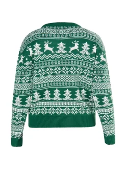MyMo Damen X-Mas-Pullover in grün - Ausschnitt: Rundhals