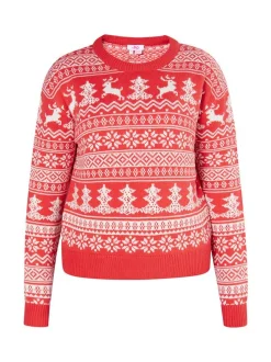 MyMo Damen X-Mas-Pullover in rot - Ausschnitt: Rundhals