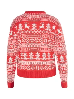 MyMo Damen X-Mas-Pullover in rot - Ausschnitt: Rundhals