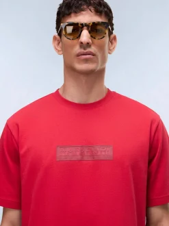 Napapijri Herren T-Shirt in rot - Ausschnitt: Rundhals