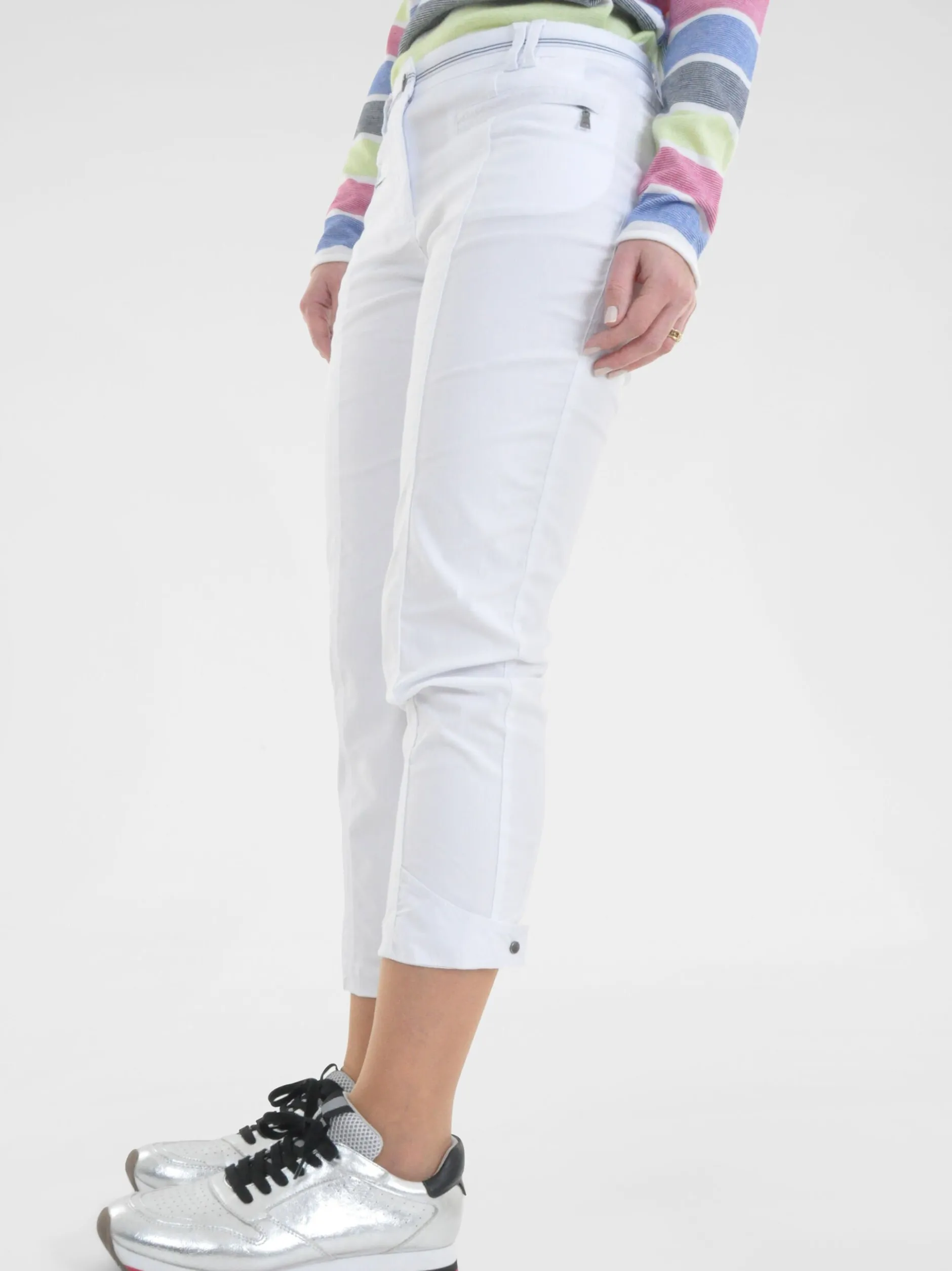 Navigazione Damen Bengalinhose in weiß - Länge: verkürzt
