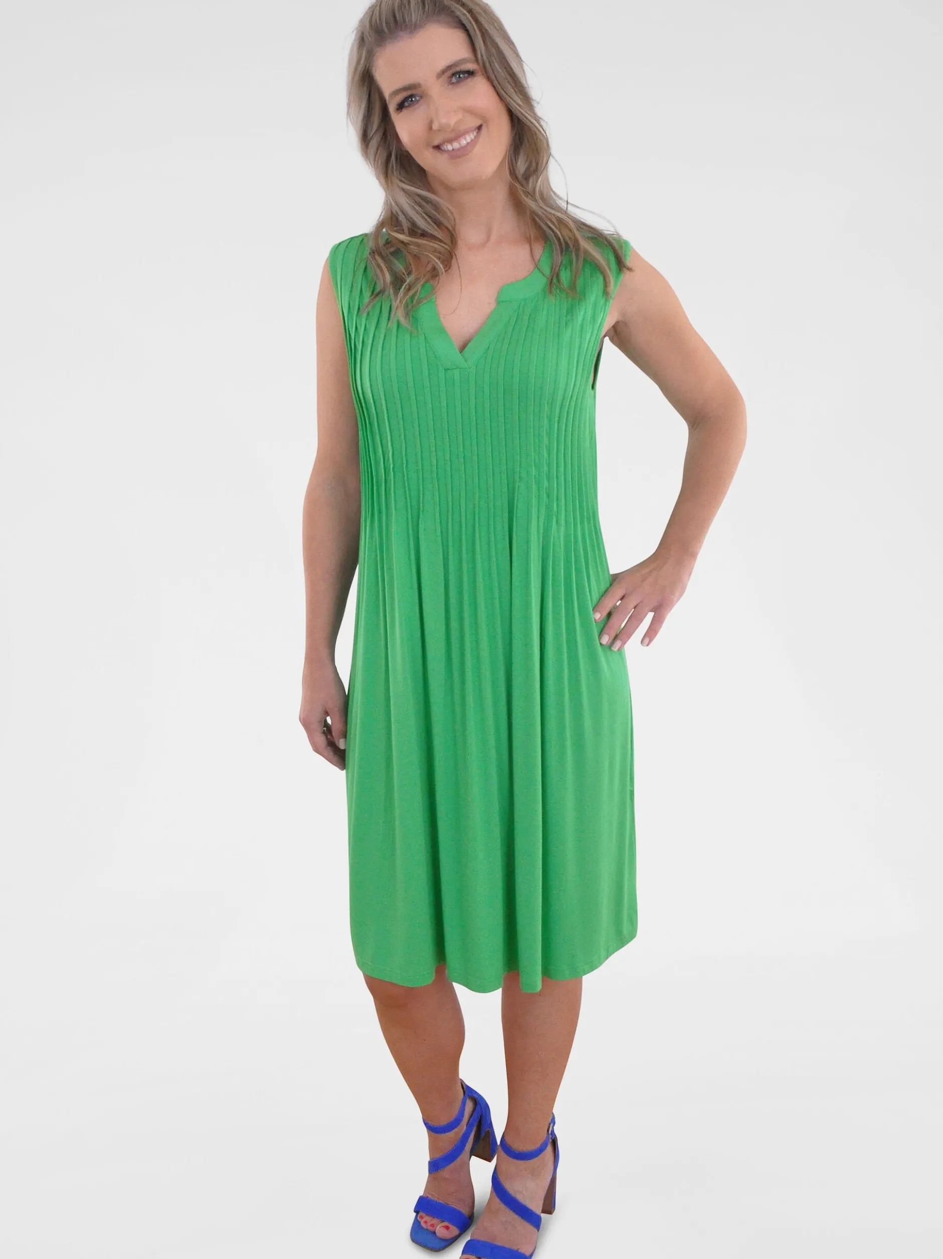 Navigazione Damen Kleid in grün - Länge: knielang